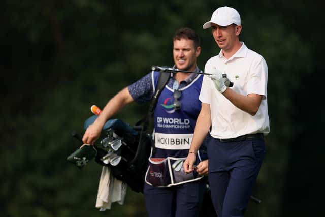 Northern Ireland's Tom McKibbin at the 16th hole on day one of the DP World India Championship in Delhi. (Photo by Luke Walker/Getty images)