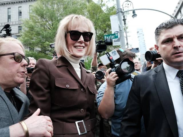 Writer E. Jean Carroll  leaves a Manhattan court house after a jury found former President Donald Trump liable for sexually abusing her. Credit: Getty
