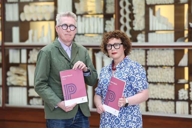 Co-chairs Professor Sean O’Connell and Professor Leanne McCormick pictured at the Public Record Office of Northern Ireland (PRONI) with the Truth Recovery Independent Panel's Interim Report