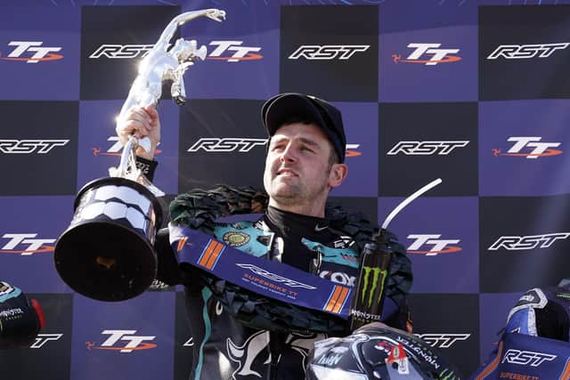 Ballymoney's Michael Dunlop with the Superbike TT trophy after claiming his 23rd victory for a double at the 2023 festival