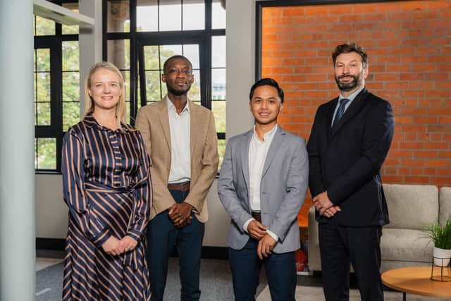 Jeffrey Laryea and Jayce Bautista have been appointed to Sumer NI’s audit department. They’re pictured alongside oartners, Karen Mitchell and Adrian Patton