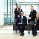 Multinational law firm Pinsent Masons has promoted six of its Belfast-based lawyers to senior positions within the firm. Pictured are Lisa Early, partner, Ciaran McNamara, partner, Craig Patterson, legal director and Andrea McIlroy-Rose, head of office