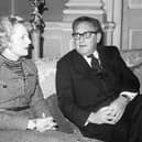 File photo dated 18/2/1975 of Breakfasting at Claridges Hotel, Opposition leader Mrs Margaret Thatcher and the American Secretary of State, Dr Henry Kissinger. Kissinger, the US secretary of state who dominated foreign policy under former presidents Richard Nixon and Gerald Ford, has died aged 100, his consulting firm Kissinger Associates said.