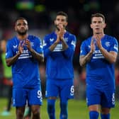 Left to right, Rangers' Dujon Sterling, Danilo, Connor Goldson and Ryan Jack appear dejected after losing their Champions League play-off second leg match against PSV Eindhoven