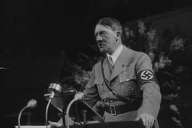 Hitler addressing rally, circa 1939:  Adolf Hitler (1889 - 1945) addressing a Nazi rally.  (Photo by Hulton Archive/Getty Images)