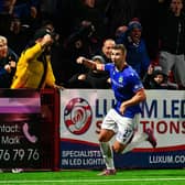 Linfield's Ethan McGee scored the winner in Tuesday's 2-1 victory over Larne at Inver Park. (Photo by Andrew McCarroll/ Pacemaker Press)