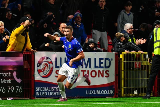 Linfield's Ethan McGee scored the winner in Tuesday's 2-1 victory over Larne at Inver Park. (Photo by Andrew McCarroll/ Pacemaker Press)