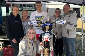 Nathan Green celebrating Ulster Experts MX1 Championship title success at Tinkerhill. (Photo by NG Racing)