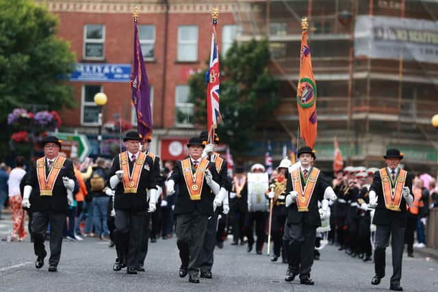 Members of the Orange Order on parade in Belfast for the Twelfth in 2023. Photo: PA/Liam McBurney.