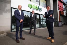 One of Northern Ireland’s leading residential lettings and management agencies, Quicklet, has today announced the acquisition of the rental portfolio of well-known Belfast estate agency, Pinpoint, for an undisclosed sum. Pictured at Quicklet’s Lisburn Road office are Dermot O’Hanlon, director at Quicklet, Nicholas Brennan, managing director and founder of Pinpoint and Gavin McEvoy, director at Quicklet