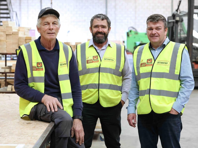 In 2000, nephews Mark and Niall Gribbin became current directors of what is now named Setanta Construction and have grown the business from strength to strength, expanding into new markets and developing an extensive client base. Pictured are Mr. Brendan Walls, senior joiner with current directors of Setanta Construction, Mark and Niall Gribbin