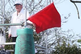 The red flag came out to stop the Open Superbike race following an incident at the Cookstown 100 on Saturday.  (Photo by Stephen Davison/Pacemaker Press)
