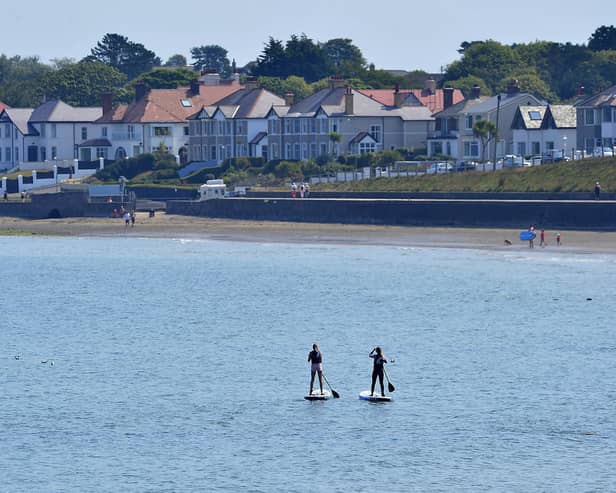 Paddle Boarding on Ballyholme Beach. Picture By:  Pacemaker.