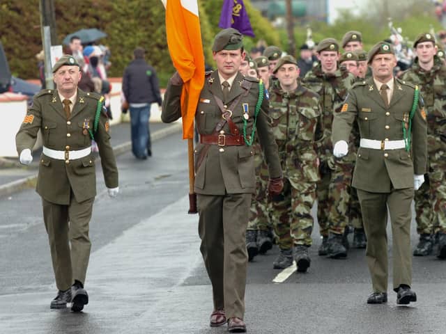 The Irish Army on parade in Carndonagh