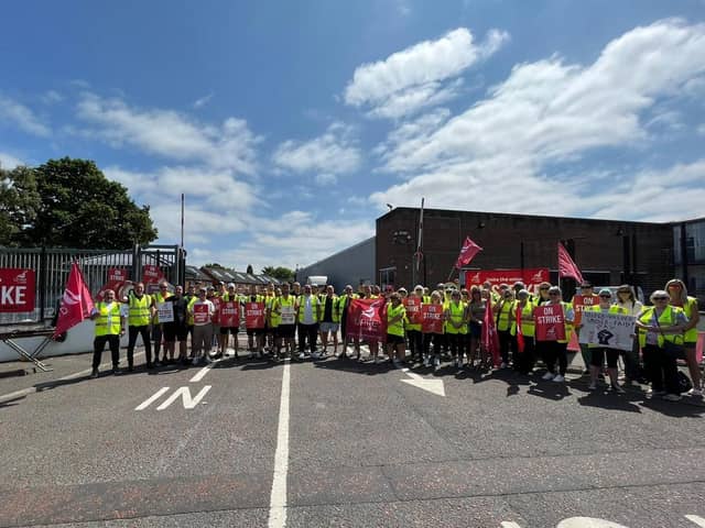 Striking workers from Dunmurry's Survitec were part of a delegation from Unite the Union which met with Belfast City Council