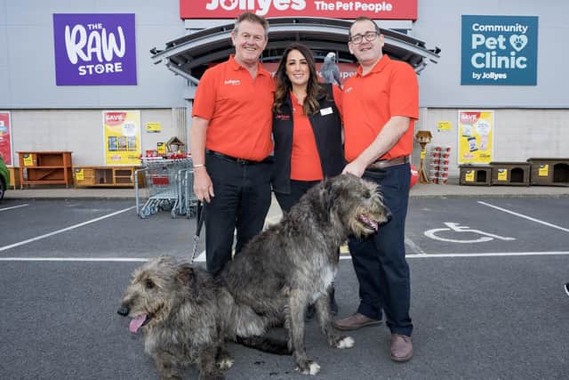 Staff at Jollyes NI including regional manager Laura Hadden celebrate being the first Northern Ireland business to take ground-breaking BillyChip street currency