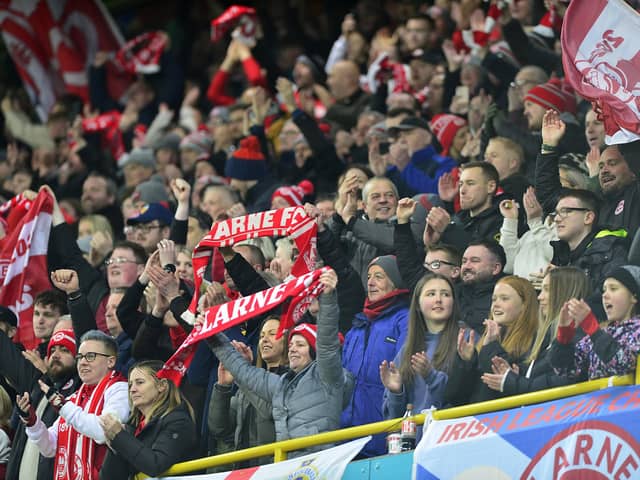 Larne fans were jubilant after effectively sealing a second successive Gibson Cup triumph on Monday night