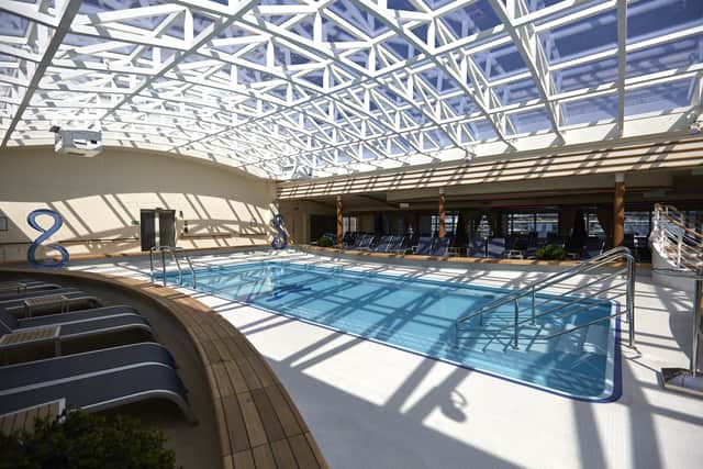 The Hollywood Pool Club is a dome-roofed indoor pool area