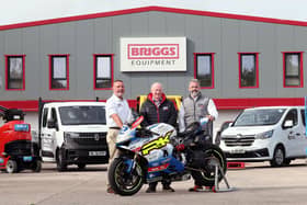 North West 200 Event Director, Mervyn Whyte, pictured with Stephen Marshall, Group Strategic Development Manager, Briggs Equipment and Stephen Johnston, Head of Operations for Balloo Hire, following the annoucement of a three-year title sponsorship extension for the event.