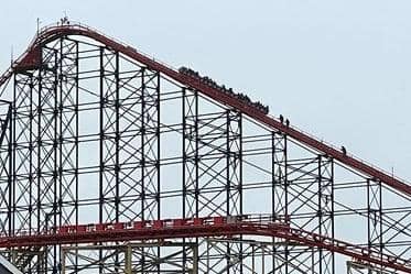Guests on Blackpool's Big One had to be rescued from near the top of the roller coaster when the ride was suddenly halted due to strong winds on Tuesday, April 11. Picture by Gordon Head