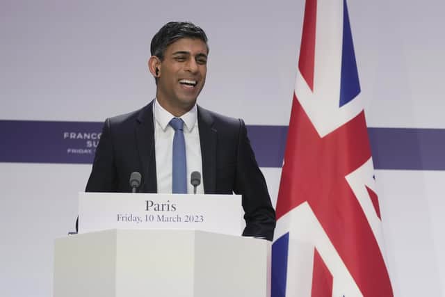 Prime Minister Rishi Sunak during a joint press conference at Elysee Palace, Paris as part of the first UK-France summit in five years. Picture date: Friday March 10, 2023.