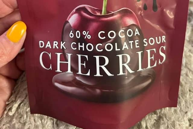 Dark chocolate cherries – one of the award-winning Forest Feast chocolate coated fruit and nut snacks