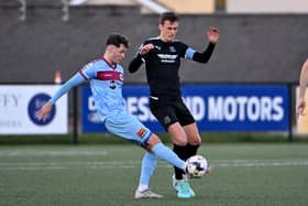 Scot Whiteside in action for Ballymena United against Institute in the recent play-off. PIC: INPHO/Presseye/Stephen Hamilton
