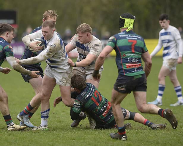 Dungannon on the way to last weekend's AIL success over Clogher Valley. (Photo by Arthur Allison/Pacemaker Press)