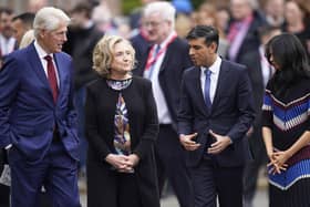 (Left-right) Former US president Bill Clinton, Hillary Clinton, Prime Minister Rishi Sunak and his wife Akshata Murthy following the international conference to mark the 25th anniversary of the Belfast/Good Friday Agreement, at Queen's University Belfast. Mr Sunak said restoring powersharing in Northern Ireland was the 'right thing' to do for the future of the Union