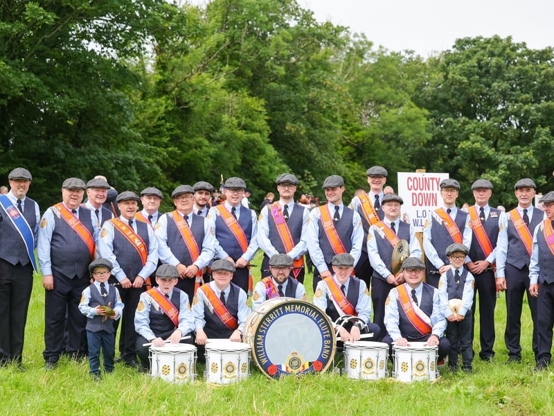 William Sterritt Memorial Flute Band pictured in the field before the parade starts.