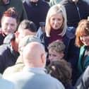 Sinn Fein President Mary Lou McDonald and First Minister Michelle O’Neill pictured meeting residents on the Garvaghy Road. Picture by /PressEye