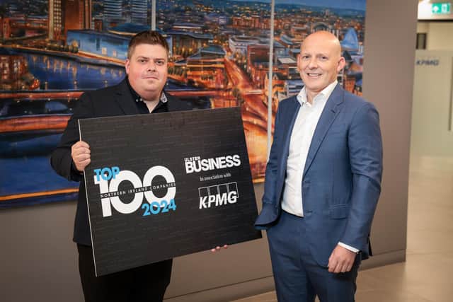 Northern Ireland’s biggest firms have reached all-time record sales levels, Ulster Business can reveal. Pictured is Ulster Business editor John Mulgrew with Johnny Hanna, partner-in-charge, KPMG in Northern Ireland