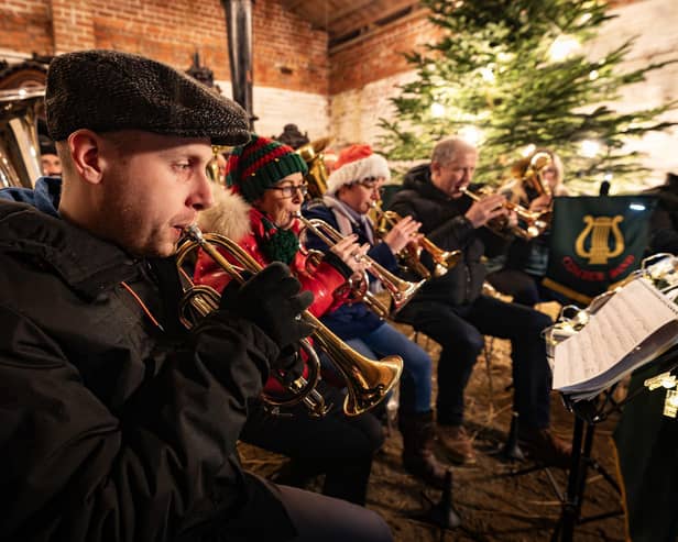 Comber Brass Band performing at the Ulster Folk Museum, they one of the groups to receive funding through the Arts Council of Northern Ireland Musical Instruments Scheme.