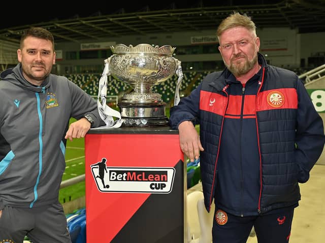 Linfield manager David Healy and Portadown boss Niall Currie. PIC: Arthur Allison/ Pacemaker Press.