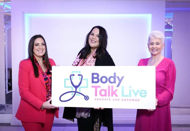 Dr Carla Devlin, Sarah Weir and event host, Pamela Ballantine launch the first ever Body Talk Live, taking place on Friday, April 19