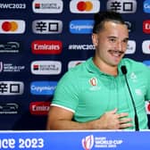 Ireland's James Lowe during a press conference after the team run at the Stade de France in Saint-Denis, France on Friday.