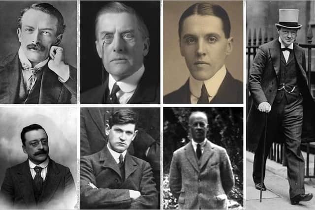 The seven signatories to the 7 December 1921 Anglo Irish treaty. Clockwise from top left, David Lloyd George  Austen Chamberlain,  F.E.Smith, (Lord Birkenhead), Winston Churchill, Robert Barton,  Michael Collins and Arthur Griffith. The subsequent Irish Civil War over the content of the treaty saw Protestants disproportionately victimised, the Church of Ireland has said in a new resource.