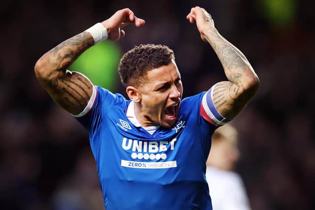 Rangers' James Tavernier after his landmark goal on Sunday at Ibrox in league success over Dundee. (Photo by Ian MacNicol/Getty Images)