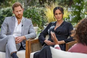 Harry and Meghan talking to Oprah Winfrey in March 2021 - a public airing of grievances which deepened the rift between them, William and Kate, and the rest of the Royal Family