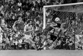 File photo dated 30-05-1979 of Trevor Francis of Nottingham Forest heading the winning goal past Malmo goalkeeper Jan Moller in the European Cup Final