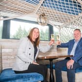 Antrim's beloved Boat House Restaurant set to sail again. Geraldine and Sean McLaughlin are pictured celebrating the new forthcoming new business opening