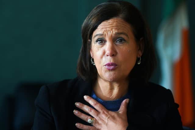 Sinn Fein leader Mary Lou McDonald speaking at Leinster House in Dublin where she has denied that her reputation has been damaged following the involvement of former Sinn Fein councillor Jonathan Dowdall in a gangland murder trial.