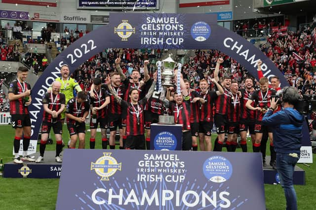 Crusaders beat Ballymena United in the Irish Cup final last season