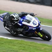 Richard Cooper on the BPE Russell Racing Yamaha Supersport machine he will race at the North West 200. Picture: David Yeomans