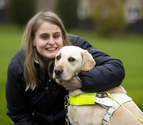 Torie Tennant with her first 'life-changing' guide dog Ushi