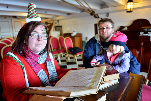 Storyteller Joanne Keenan was pictured reading to Seren Fernihough and her dad David at the Festival of Christmas held at the National Museum Royal Navy 5 years ago.