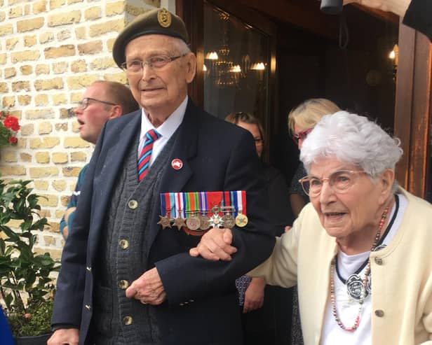 Veteran Reg Pye, 99, and Huguette, 92, surrounded by their extended families. A 99-year-old veteran who gave his food to a girl in France during the Second World War has been reunited with her 78 years later.