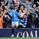 Rangers' Dan Neil heading towards the fans in Ibrox after scoring on Sunday during Premier Sports Cup quarter-final success over Celtic. (Photo by Steve Welsh/PA Wire)