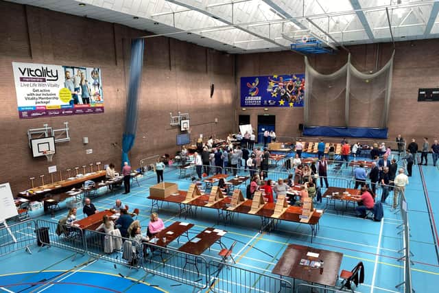 Voting is continuing in the Lagan Valley LeisurePlex for the Lisburn and Castlereagh council area in the local government elections