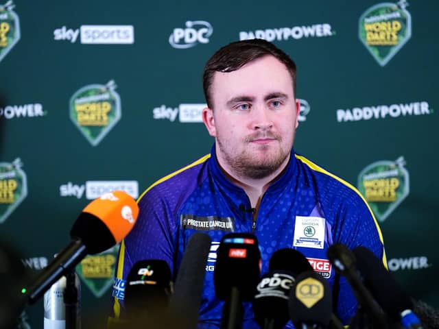 Luke Littler speaks to the media after losing to Luke Humphries (not pictured) in the final of the Paddy Power World Darts Championship at Alexandra Palace, London.